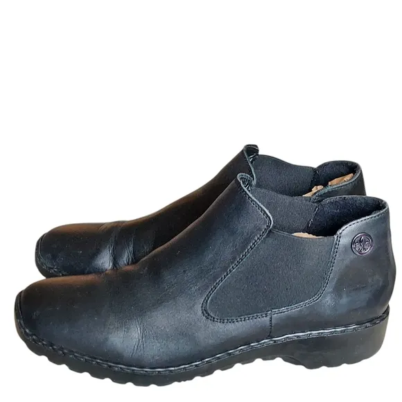Rieker Black Leather Chelsea Ankle Boots Women's