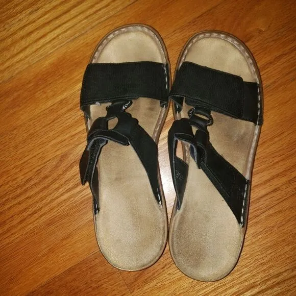 Rieker Antistress Black Leather Slip-On Sandals Womens Size 39/8