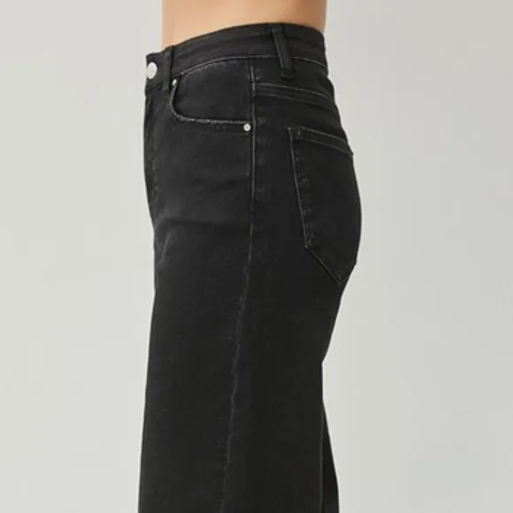 RISEN High-Rise Waist Pants Wide Leg Cropped Ankle Boyfriend Fit Denim Jeans