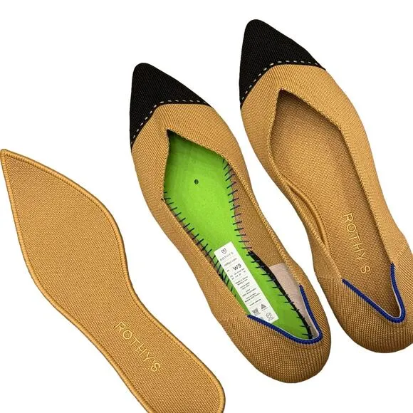 Rothy's Camel Captoe The Point II Comfortable Pointed Toe Flat Size 9 NWOT
