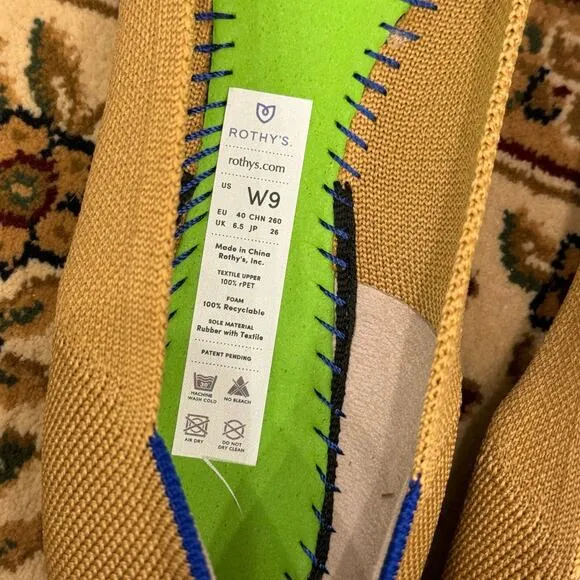 Rothy's Camel Captoe The Point II Comfortable Pointed Toe Flat Size 9 NWOT