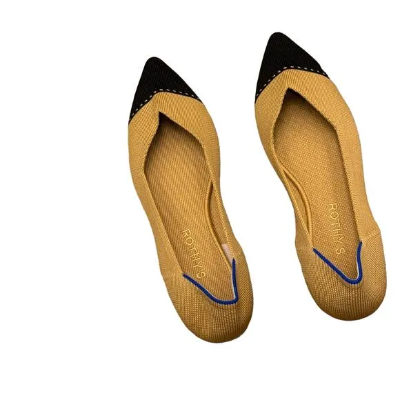 Rothy's Camel Captoe The Point II Comfortable Pointed Toe Flat Size 9 NWOT