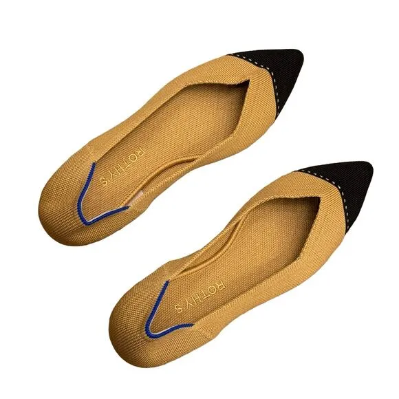 Rothy's Camel Captoe The Point II Comfortable Pointed Toe Flat Size 9 NWOT