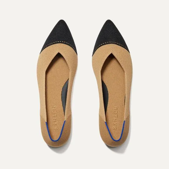 Rothy's Camel Captoe The Point II Comfortable Pointed Toe Flat Size 9 NWOT