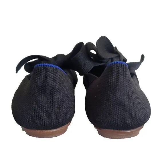 Rothys Mary Jane Bow Point Toe Flats Black Women's Size 5.5