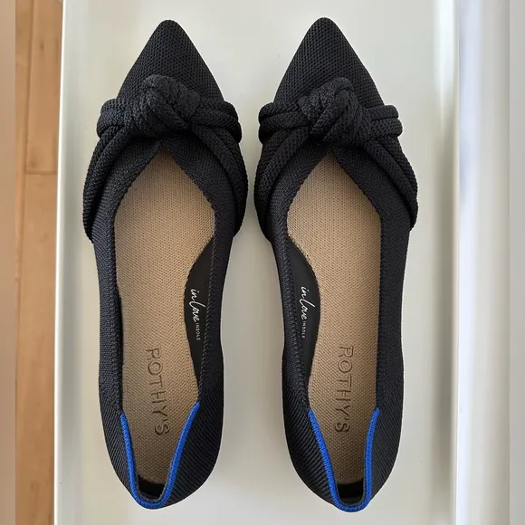 Rothy’s The Knot Point II flats in black, size W 7.5