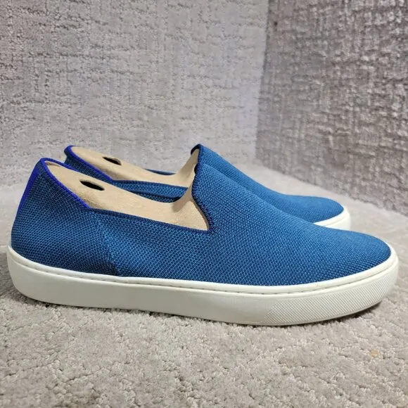 Rothy’s The Sneaker Women's Size 8 Teal Blue Comfort Knit Slip On Casual Shoes