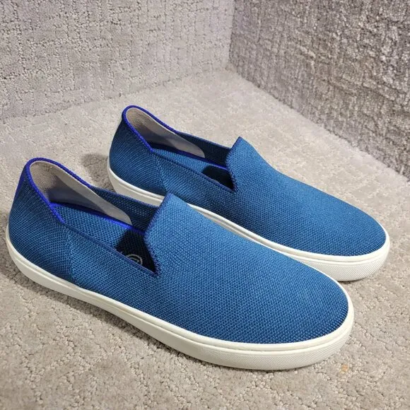 Rothy’s The Sneaker Women's Size 8 Teal Blue Comfort Knit Slip On Casual Shoes