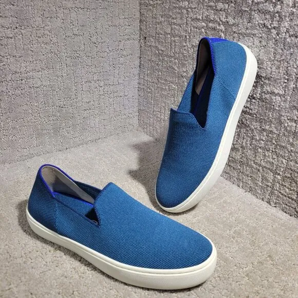 Rothy’s The Sneaker Women's Size 8 Teal Blue Comfort Knit Slip On Casual Shoes