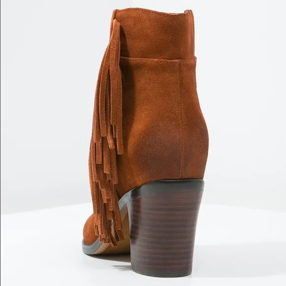 Rust Western Cowboy Ankle Fringe Boots