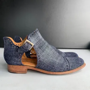 S274 The Office‎ of Angela Scott Mr. Ed Cutout Denim Suede Shoes Women’s Size 36