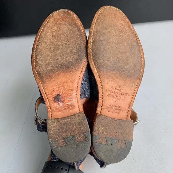S274 The Office‎ of Angela Scott Mr. Ed Cutout Denim Suede Shoes Women’s Size 36