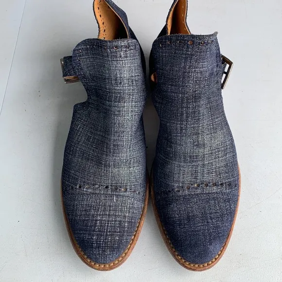 S274 The Office‎ of Angela Scott Mr. Ed Cutout Denim Suede Shoes Women’s Size 36