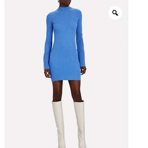 Sablyn Evangeline Bell-Sleeve Knit Mini Dress Blue Medium
