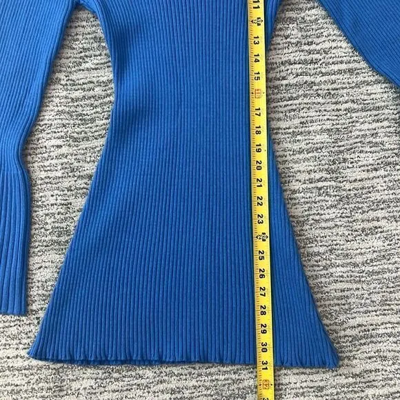 Sablyn Evangeline Bell-Sleeve Knit Mini Dress Blue Medium
