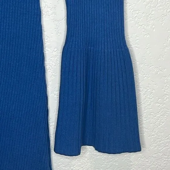 Sablyn Evangeline Bell-Sleeve Knit Mini Dress Blue Medium