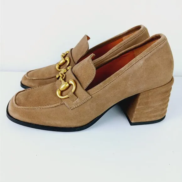 SaintG SZ 38 (US 8) VALENTINA TAUPE SUEDE LEATHER HANDCRAFTED SHOES