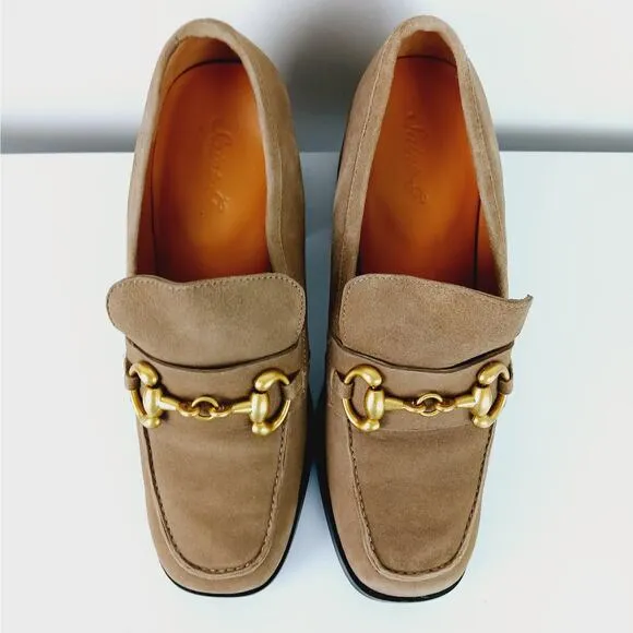 SaintG SZ 38 (US 8) VALENTINA TAUPE SUEDE LEATHER HANDCRAFTED SHOES