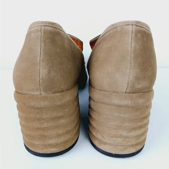 SaintG SZ 38 (US 8) VALENTINA TAUPE SUEDE LEATHER HANDCRAFTED SHOES