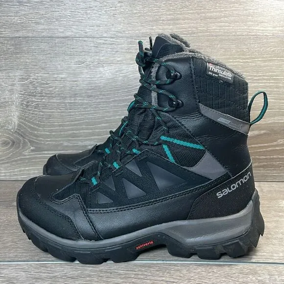 Salomon Chalten Thinsulate Climashield Waterproof 200g Women's Sz 6.5 Black Boot