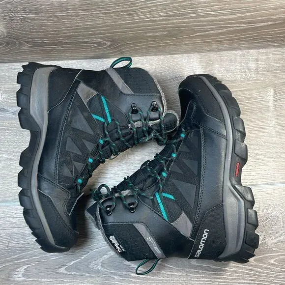 Salomon Chalten Thinsulate Climashield Waterproof 200g Women's Sz 6.5 Black Boot
