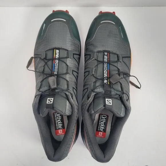 Salomon Speedcross 4 Men's Gray Orange Trail Running Shoes 404661 US Size 12.5