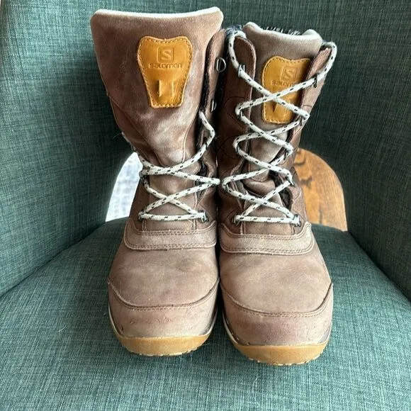 Salomon Women’s Hime Mid LTR CSWP hiking Boots brown waterproof size 7.5 - GUC!