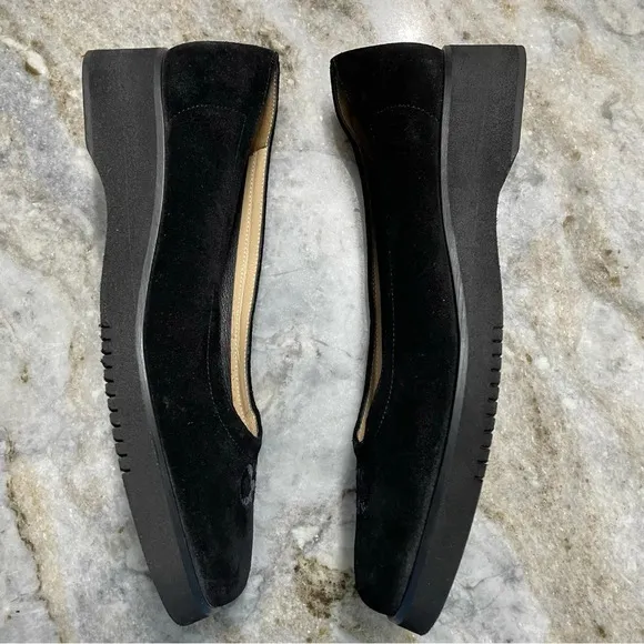 Salvatore Ferragamo Black Suede Shoes Embroidered Logo UK 5 1/2