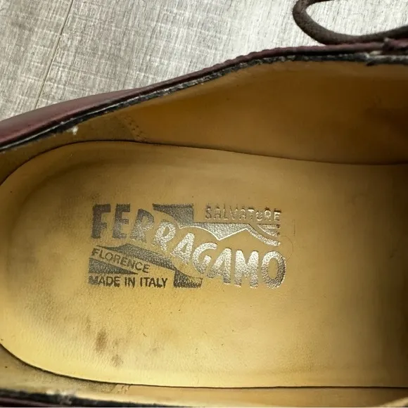 Salvatore Ferragamo Brown Wing Tip Square Toe Lace Up Dress Shoes Size 11