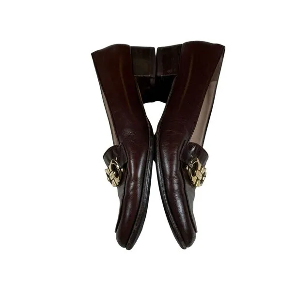 Salvatore Ferragamo Women's Brown Loafer‎ Gancini Shoes Sz 6 B Made in Italy