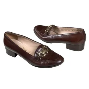 Salvatore Ferragamo Women's Brown Loafer‎ Gancini Shoes Sz 6 B Made in Italy