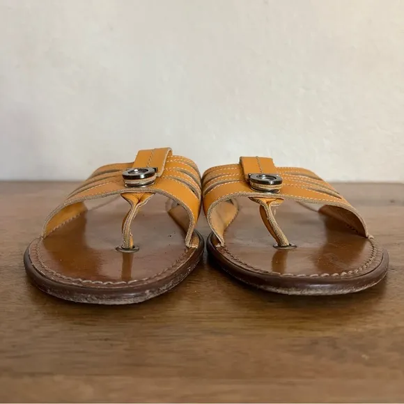 Salvatore Ferragamo Yellow Leather Slip on Sandals Size 8.5