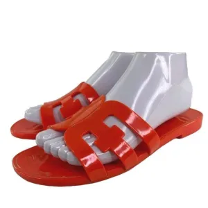 SAM EDELMAN Bay Jelly Double E Slide Sandals US 8 M Women’s Orange PVC Slip On