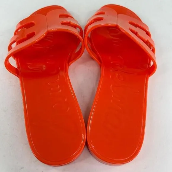 SAM EDELMAN Bay Jelly Double E Slide Sandals US 8 M Women’s Orange PVC Slip On