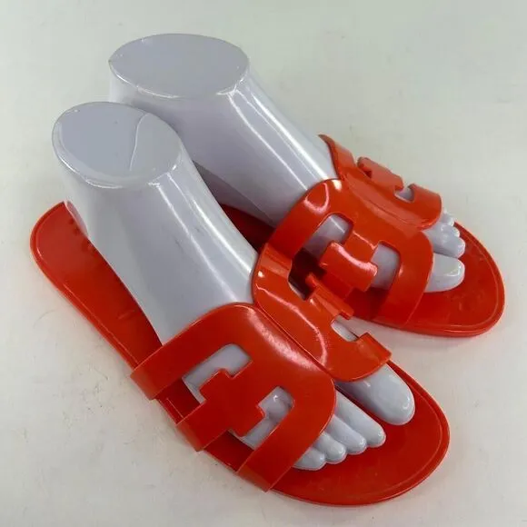 SAM EDELMAN Bay Jelly Double E Slide Sandals US 8 M Women’s Orange PVC Slip On