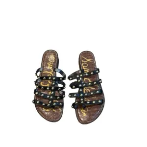 Sam Edelman Black Juniper Leather Slip On Mule Sandals Size 10