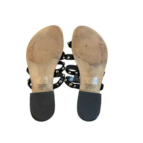 Sam Edelman Black Juniper Leather Slip On Mule Sandals Size 10
