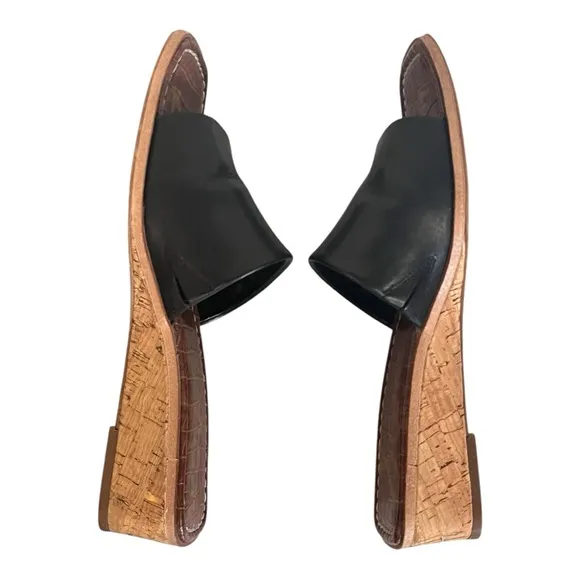 Sam Edelman | Black Leather Valery Slip On Wedge Sandals 8.5