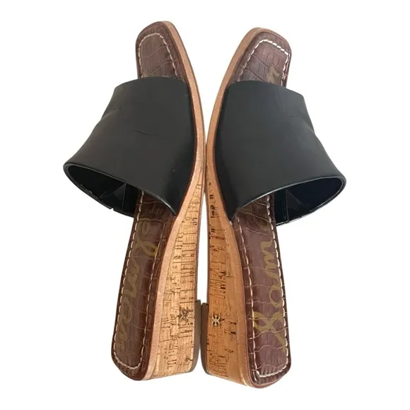 Sam Edelman | Black Leather Valery Slip On Wedge Sandals 8.5