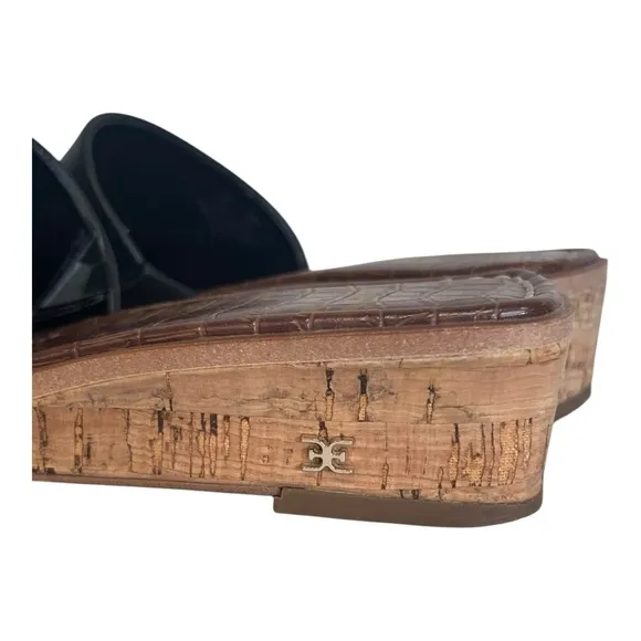 Sam Edelman | Black Leather Valery Slip On Wedge Sandals 8.5