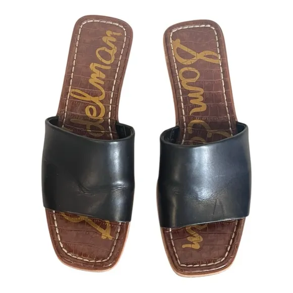 Sam Edelman | Black Leather Valery Slip On Wedge Sandals 8.5