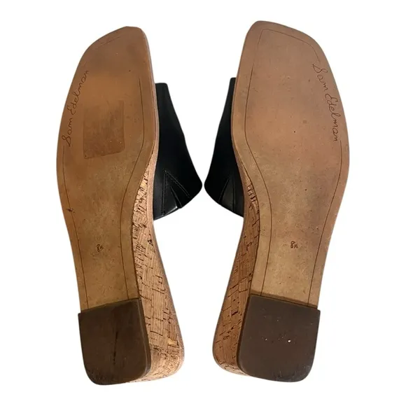 Sam Edelman | Black Leather Valery Slip On Wedge Sandals 8.5