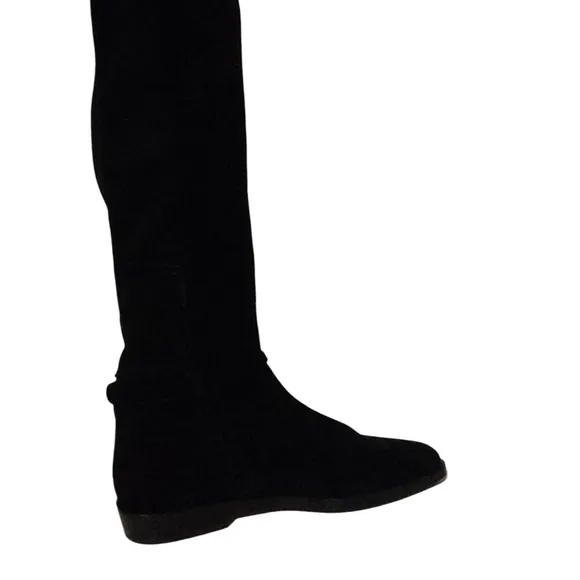 Sam Edelman Clive Black Knee-High Dress Boots with Gold Accent