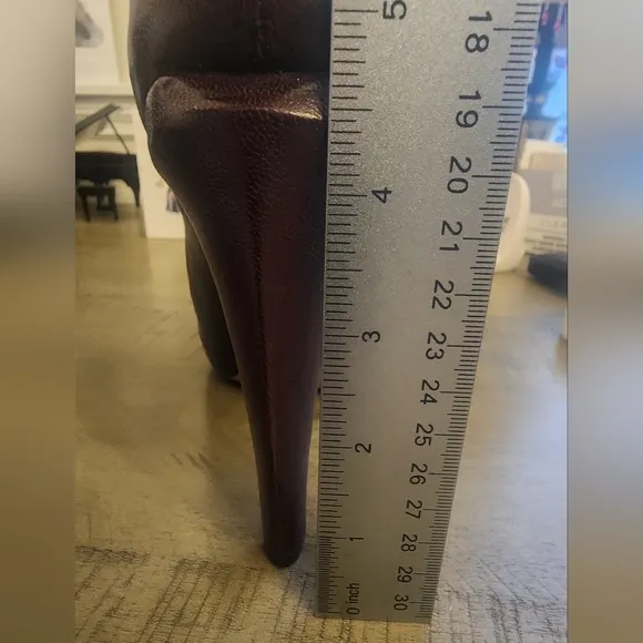 SAM EDELMAN - Heel ankle boots, approx. 4.75&quot;, burgundy, leather, size 8.5