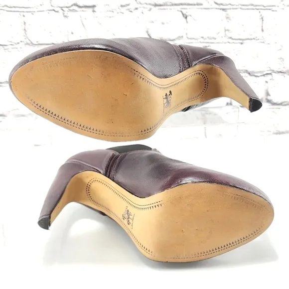 SAM EDELMAN - Heel ankle boots, approx. 4.75&quot;, burgundy, leather, size 8.5