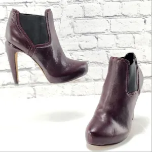 SAM EDELMAN - Heel ankle boots, approx. 4.75&quot;, burgundy, leather, size 8.5