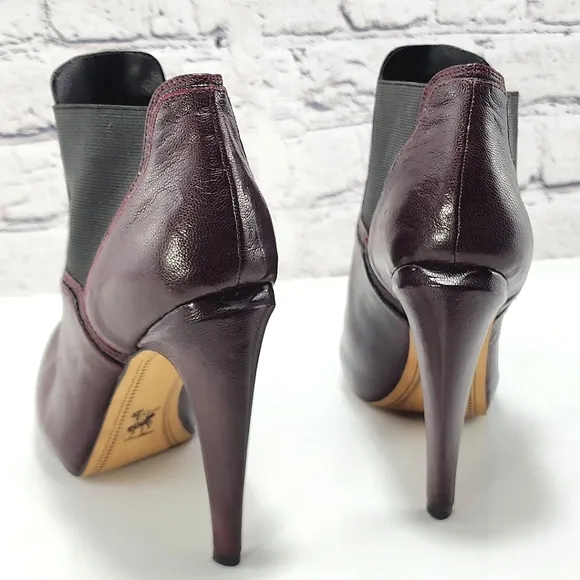SAM EDELMAN - Heel ankle boots, approx. 4.75&quot;, burgundy, leather, size 8.5