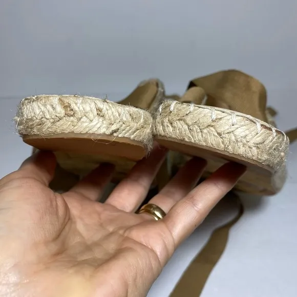 Sam Edelman Karolyn Multicolor Beaded Ankle Ribbon Tie Espadrille Sandals Size 9