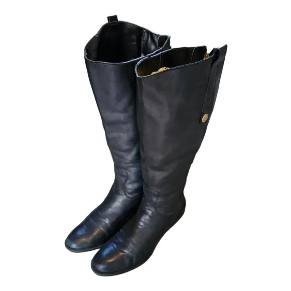 Sam Edelman Penny 2 Riding Boots Knee High Sz 7.5 M Black Leather Rear Zipper