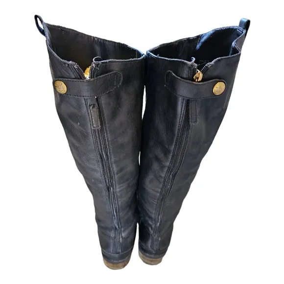 Sam Edelman Penny 2 Riding Boots Knee High Sz 7.5 M Black Leather Rear Zipper